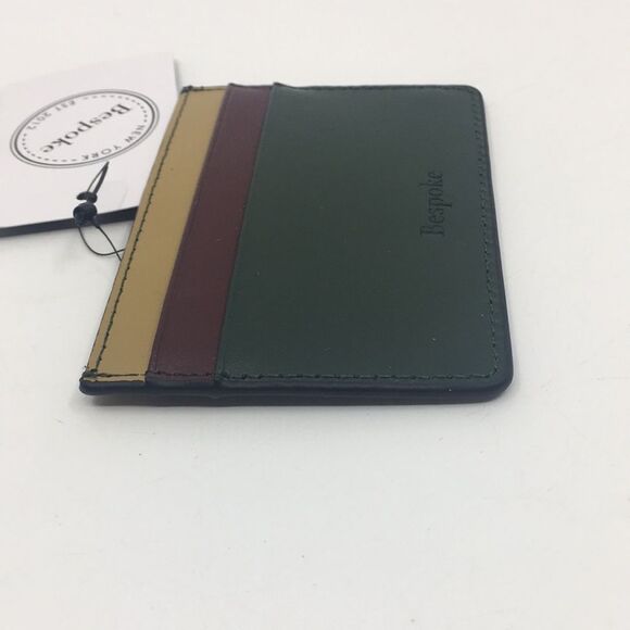 NWT Bespoke Unisex Dark Green Colorblock Leather Card Holder Wallet - Picture 10 of 15